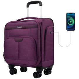Underseater Carry-On Luggage Airline Approved with Spinner Wheels, 16 Inch Luggage with TSA Lock, Overnight Rolling Softside Suitcases for Women,Purple