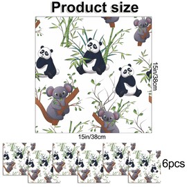 6 Sheets of 15"x15" Square Removable Panda eat Bamboo Koala on The Tree Wallpaper DIY Peel and Stick 3D Home Wall Decals Decor Wall Sticker for Nursery Kids Bedroom Bathroom Door Desk Floor (Animal)