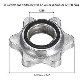sourcing map Dumbbell Hex Nut, 2Pcs M28 Anti-Slip Lock Collar Screw for Barbell Dumbbell Weight Lifting Silver