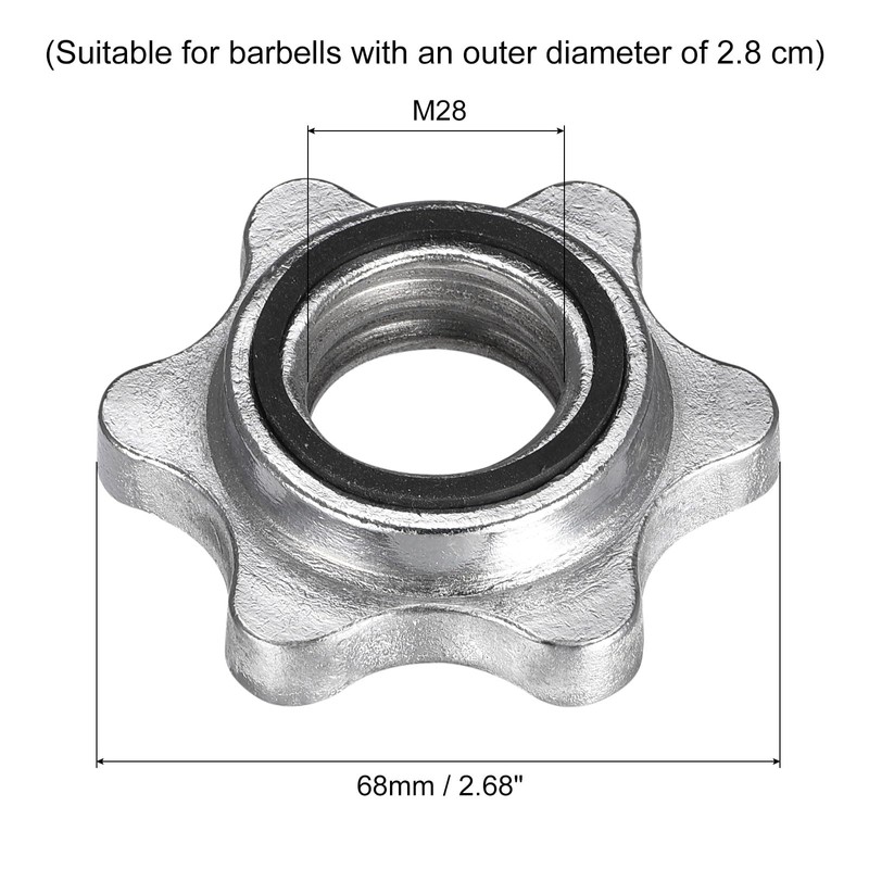 sourcing map Dumbbell Hex Nut, 2Pcs M28 Anti-Slip Lock Collar