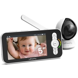 Leivewlity Baby Monitor No WiFi with Camera and Audio, 5" 1080P HD Screen with 1100ft Range, 5000mAh Battery, 8X Zoom, Infrared Night Vision, VOX, 2-Way Talk, Photo & Video Record for Crib, Nursery