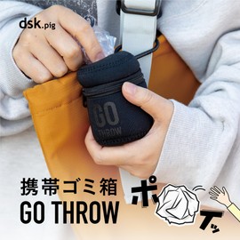 CB Japan Gothro Outdoor Trash Can Portable Trash Can Portable Black with Carabiner for Fishing, Walking, Outdoors, Trash Can