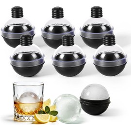 6PCS Moldes De Silicona Para Hielo, Moldes Esféricos Para Hielo Reutilizables 7x7cm Con Tapa y Báscula, Adecuado Para Cócteles, Whiskies, Bebidas y Café, Fácil De Liberar y Libre De BPA