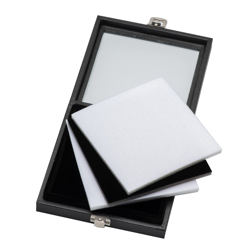 Giftop Jewelry Display Case Tempered Glass Top Lid Black Leatherette,Gemstone