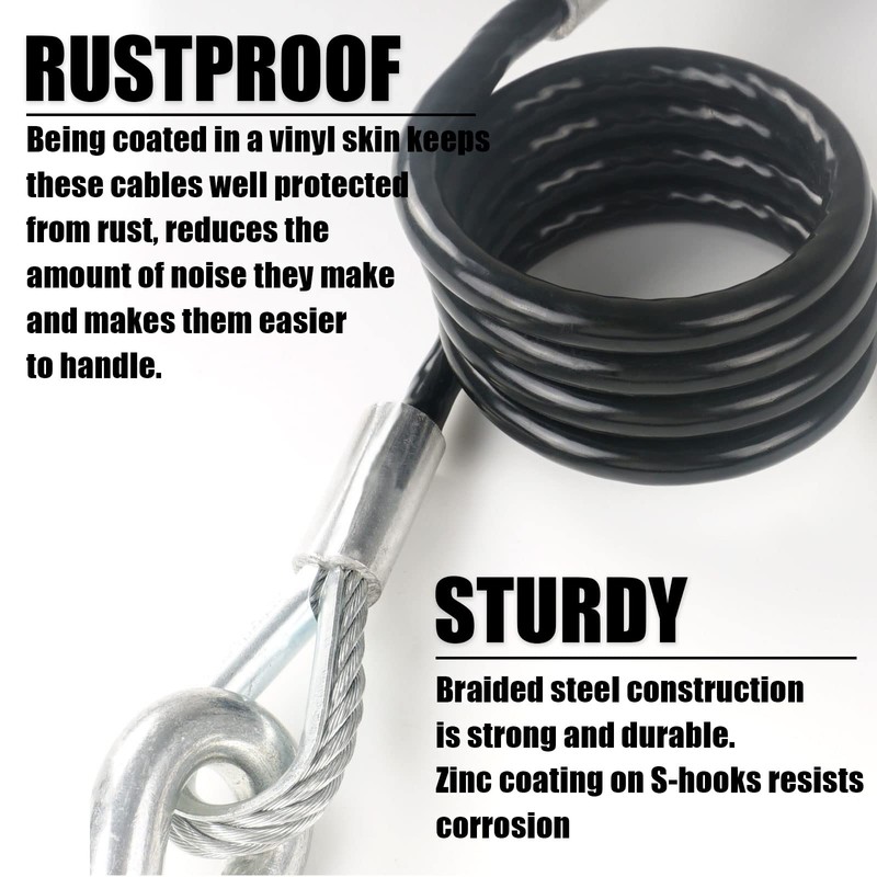 AYMMIC 44-1/2'' Trailer Coiled Safety Cables,Self Coiling Towing Safety Cables