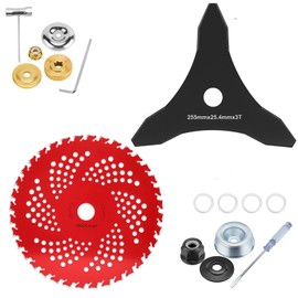 HK 9" x36 Teeth Carbide Tipped Blades & 3 Teeth Brush Cutter Blade, Weed Eater Blades Metal with Universal Adapter Kit, for 1" (20 mm or 25.4 mm Arbor), Compatible with Husqvarna, Stihl, Fsx, and More