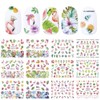 Set of 12 Flamingo Flower Flower Monstera Nail Stickers Water
