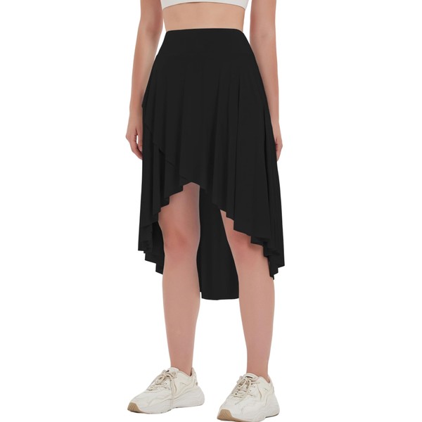 EXARUS Womens Asymmetrical Skirts High Low Flowy Dance Skort High