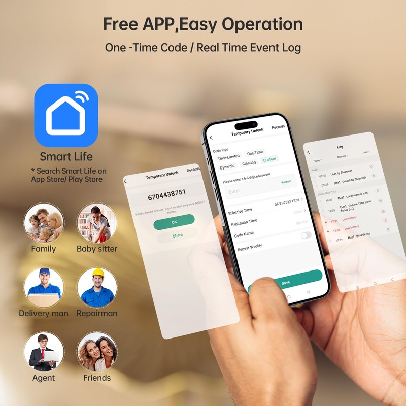 Keyless Door Lock with Handle Set - SMONET WiFi Fingerprint