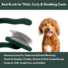 LUXFUR Premium Dog Slicker Brush – Doodle Grooming Brush for Long Haired Dogs - Goldendoodle, Labradoodle, Poodle & Golden Doodle – Ideal for Wavy & Curly Hair - Detangles & Fluffs Curly, Double Coats