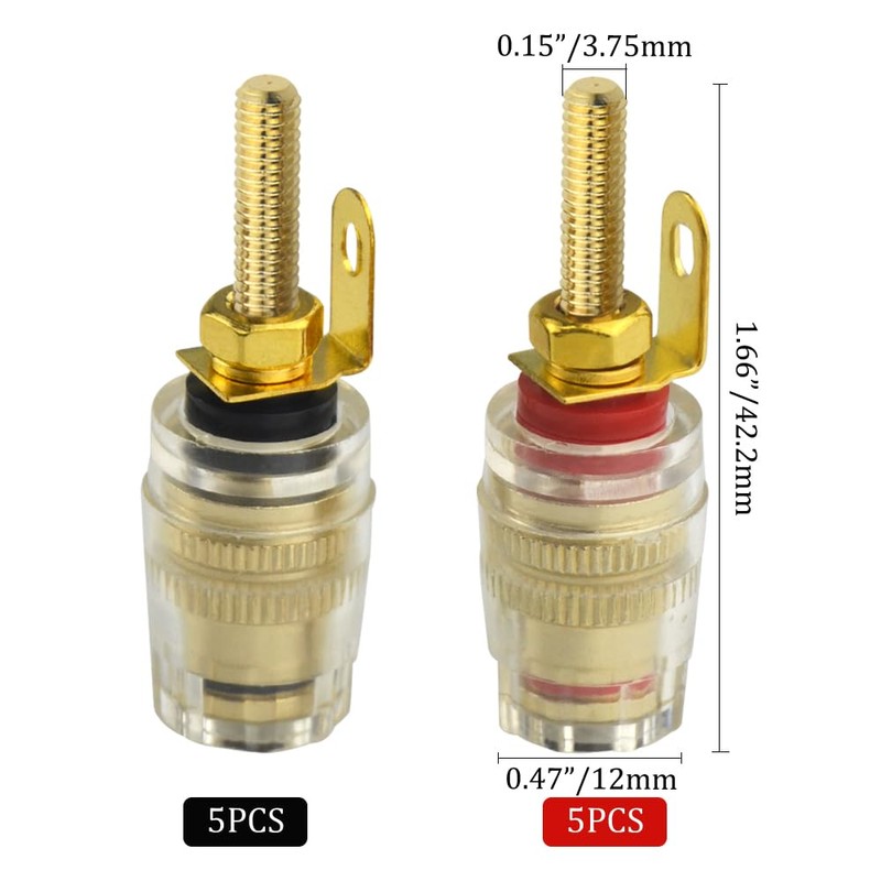 BGTXINGI 10PCS(5Pairs) 4mm Banana Plugs Socket Connectors Speaker Amplifier Binding