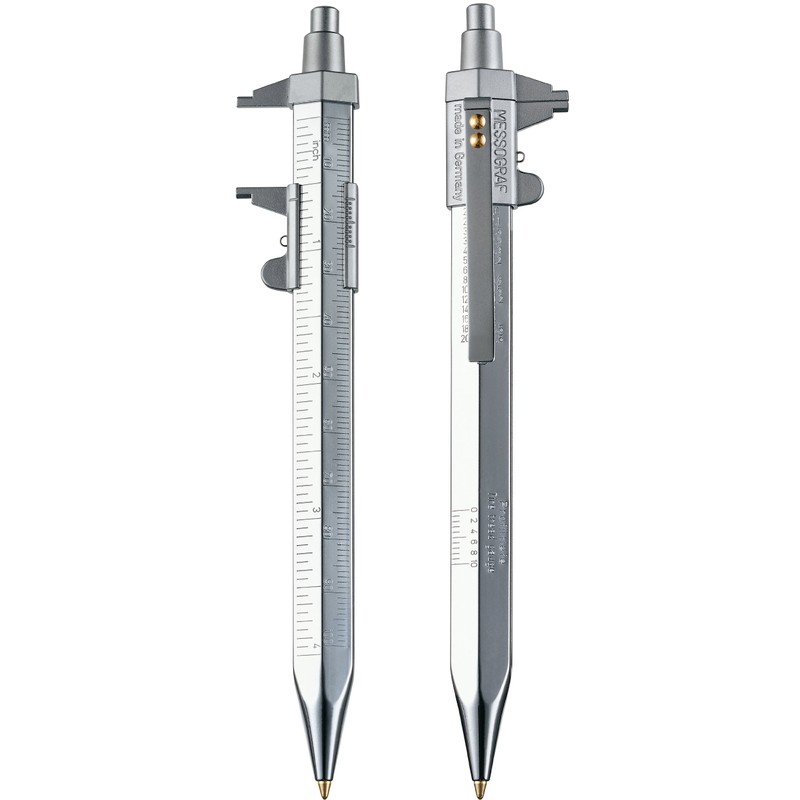 Cleo Messograph Retractable Ballpoint Pen, Blue Refill and Caliper Chrome-Plated