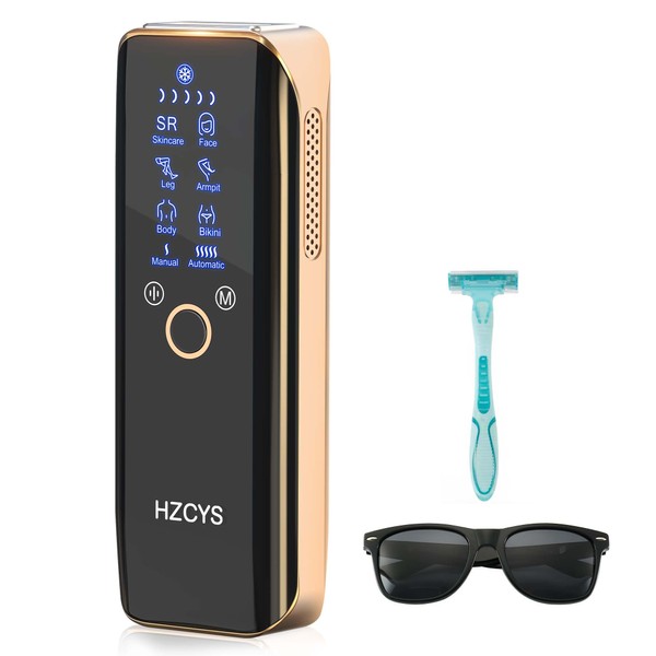 HZCYS Pro Epilator (Premium Combination of Black x Gold), Sapphire Cooling, Light Beauty Device, Unisex, VIO Compatible, Beard, Arms, Etc., 20J High Output, Icy Feel, Unlimited Irradiation, Birthday Gift, Mother's Day Gift