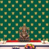 SATVIK 8x4ft. Yellow Fabric Backdrop for Pooja Pujan Decoration Lotus
