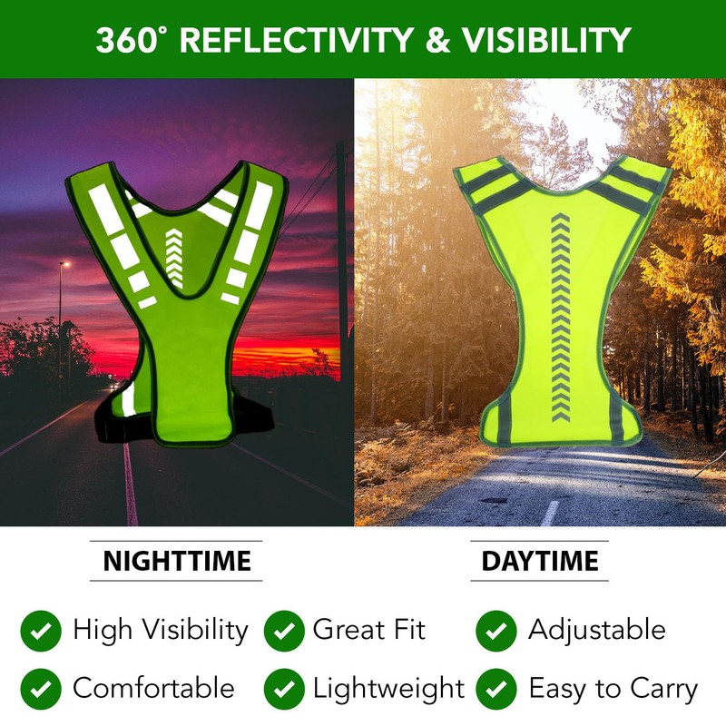 MaximalPower Reflective Vest for Walking at Night - Adjustable Reflective