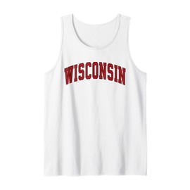 Wisconsin WI Vintage Athletic Sports Red Style 80s 90s Tank Top