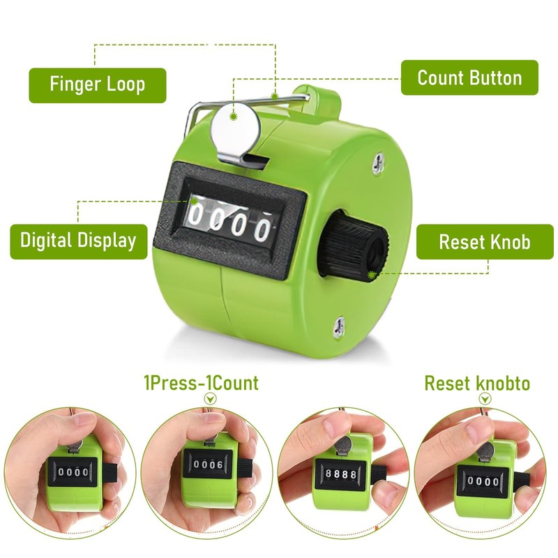 16 Pieces Hand Counter Clicker, 4-Digit Mechanical Click Counter, Counter