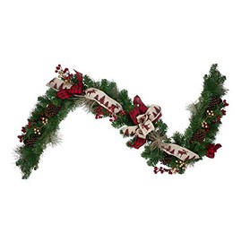 Northlight Bows and Berries Artificial Christmas Garland-Unlit, 6' x 12", Green