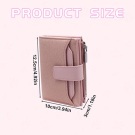 AdiStylinno Small Wallet for Women, Trendy Credit Card Wallet Compact Leather Wallet with Multi Slots and Zipper Coin Pocket (Light Pink)