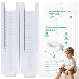 Pack of 60 Disposable Baby Potty Bags with Absorbent Pad, Toilet Bag with Absorbent Pads, Disposable Bin Liners for Commode Chair, Universal Potty Liner Suitable for Most Potty Chairs