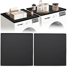 2 PC Washer and Dryer Topper Protector Mat 25"x25", Laundry Washing Machine Top Cover Non-Slip, Waterproof, Silicone Large Washer and Dryer Covers for Top, Dark-Grey (Onyx) Dryer Top Protector Mat