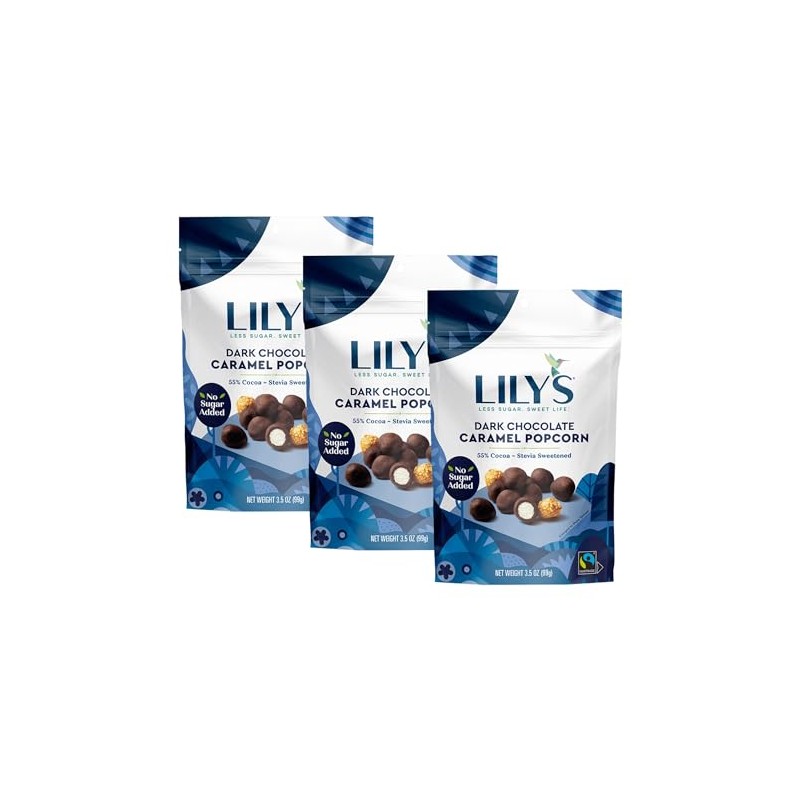 Lilys Dark Chocolate Caramel Popcorn Sugar Free Caramel Popped Covered