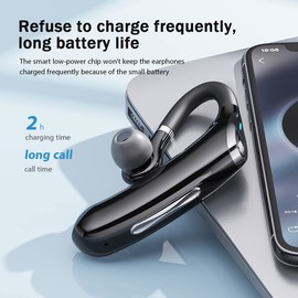 Bluetooth Headset, Single Earphone, 30H Ultra Long Talk Wireless Earbuds, HD Calls, Powerful Noise Cancelling, Built-in Microphone, Hands-free Calling, Single Ear Headset, Designed for Noise Cancelling and Voice Control