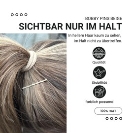 HAARallerliebst® 50 Bobby Pins Beige - 5 cm Hair Clips for Women - Extra Strong & Durable - Sustainable Gift Box - Hair Pins for Hairstyles, Hair Styling Accessories (Beige, Pack of 50)