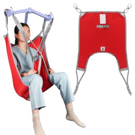 EZ Assistive Patient Lift Sling mit geteiltem Bein und unterem Rücken, Lift Sling für Transfer, Positionierung und Heben, 500 Pfund Tragkraft (Rot, Kleine Größe)