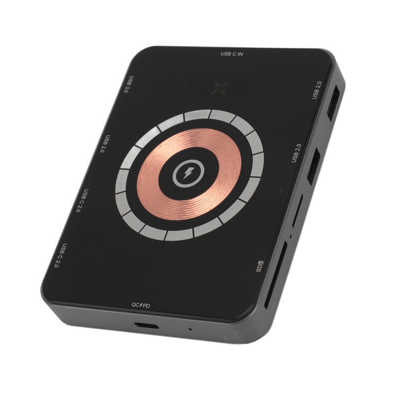 USB C Hub Magnetic Wireless Charging Storage Card Slot Aluminium