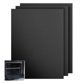 KitchenRaku Oven Liner Pack of 3, 32X50cm Teflon Oven Liners for Fan Assisted Ovens, Reusable Non-Stick Oven Mats for Bottom of Oven - Suitable for Most Ovens and Cookers (Black)
