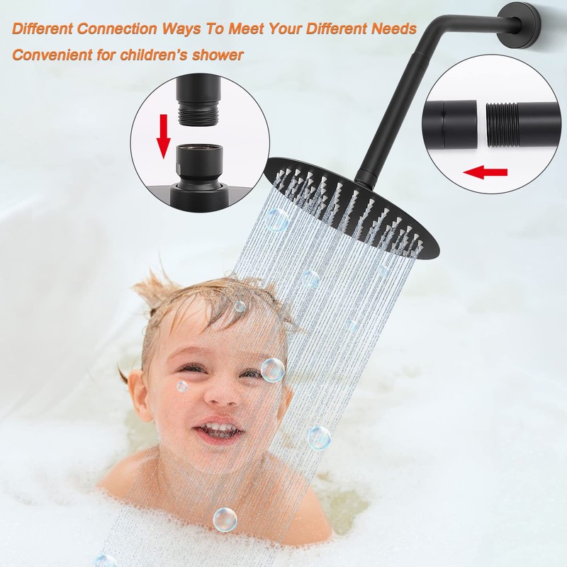 HarJue Shower Head Extension Arm, Shower Extender Water Outlet- Lowers