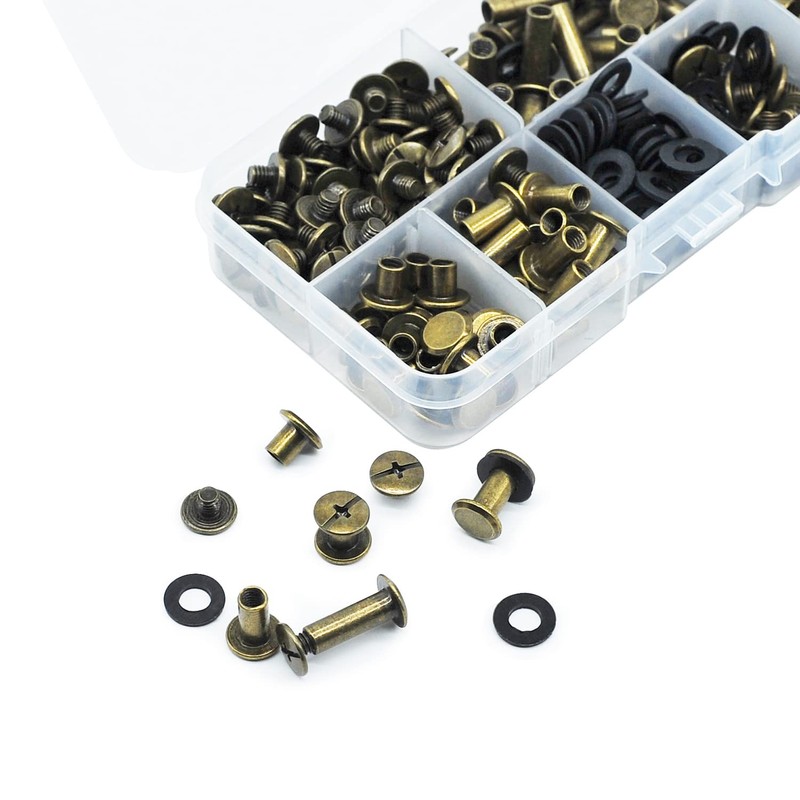 JINTANG 100 Set Chicago Book Screws, 4/6/8/10/15 mm, Binding Screws