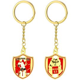 ELBOWS UP Canada Keychain – Funny Double-Sided Maple Leaf Key Ring – Best Gift for Canadians in the USA – Proud Canadian Flag Souvenir for Hockey Fans