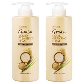 ASOME Large Capacity Pumping Grain Face Wash Deep Clean Cleansing Foam, 2 pieces, 500ml / ASOME 대용량 펌핑형 곡물세안 딥클린 클렌징 폼, 2개, 500ml