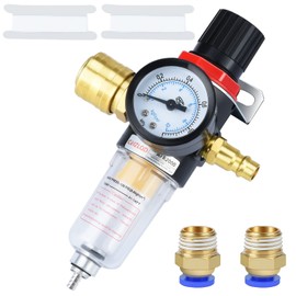 Nutmanel 1/4" BSP Air Filter Regulator Compressor, Air Compressor Water Separator, Air Regulator for Compressor with German Quick Couplings