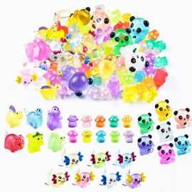 HOMICO 69 PCS Luminous Mini Resin Animals Kit Include Mini Axolotl Mini Panda Miniature Dinosaur Figurines and Tiny Mushroom Tiny Resin Animals for Garden Micro Landscape Aquarium Dollhouse Decor
