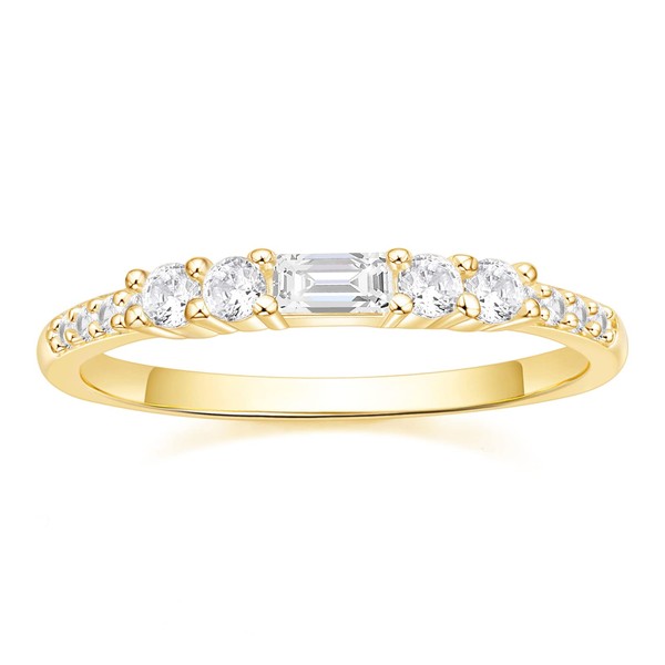 SHINYSO 14K Gold Plated Wedding Bands for Women Cubic Zirconia