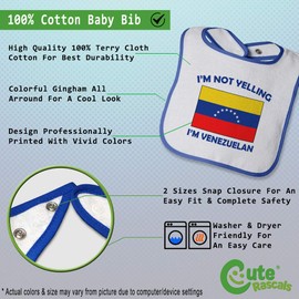 Custom Baby Bibs Burp Cloths I'm Not Yelling I Am Venezuelan Cotton Baby Items for Baby Girl & Boy White Royal Blue Design Only