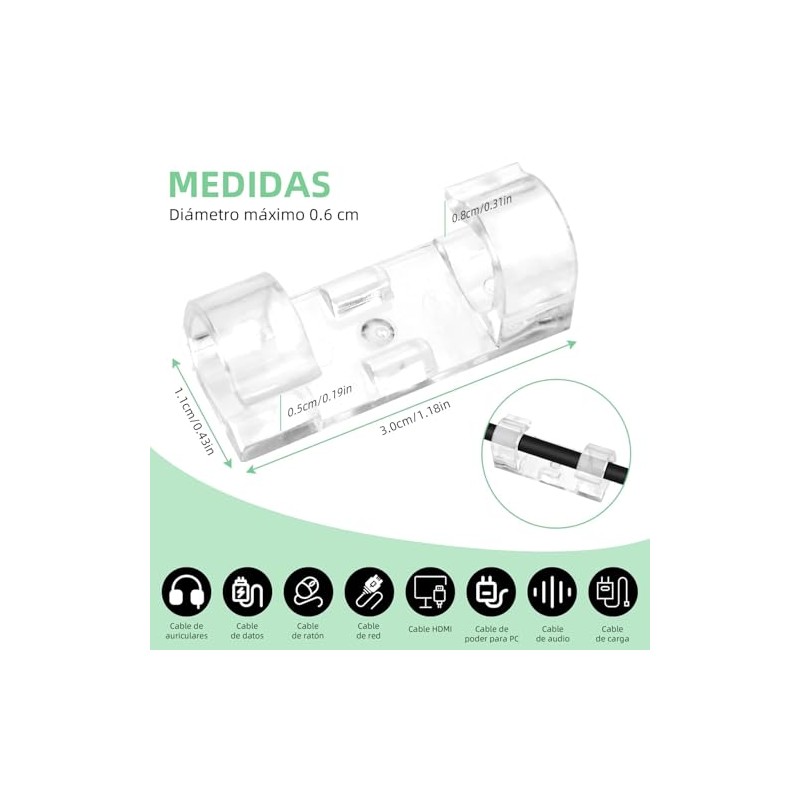 120 Piezas Organizador de Cables , Clips para Cables, Cable