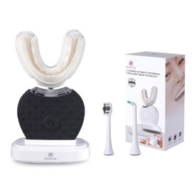 Magentak U-Shaped Ultrasonic Toothbrush for Teeth Whitening, Automatic Electric Toothbrush for Adults 360-degree Cleaning, Wireless Charging and IPX7 Waterproof Kit for Travel or Home(Black)