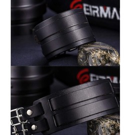 JEWELRYWE Men's Bracelet, Wide, Gothic Punk Style, Rock Bangle, Leather, Fashion Accessory, Leather Silver, No Stone