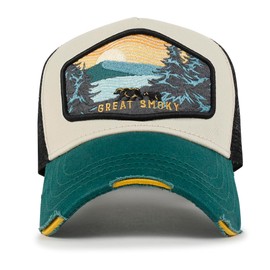 ililily Premium Great Smoky Embroidery Baseball Cap Structured Trucker Hat, Green - Great Smoky