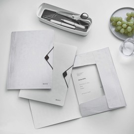Leitz 3-Flap Folder, Holds up to 150 A4 Sheets, Elastic Closure, Flexible Plastic, White, WOW Range, 45990001
