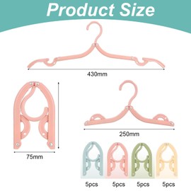 Portable Travel Hangers, 20PCS Folding Clothes Hangers, Portable Clothes Hangers Save Space, Portable Folding Plastic Clothes Coat Hangers for Home Travel Outdoor Camping(4 Colors)