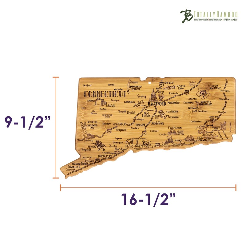 Totally Bamboo Connecticut State Destination Bamboo Serving and Cutting Board
