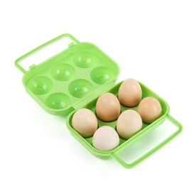 BESPORTBLE 6 Count Egg Container, Outdoor Plastic Portable Egg Container with Handle- Eggs Carrier Holder for RV, Trailer and Camper Kitchens or Camping Holds