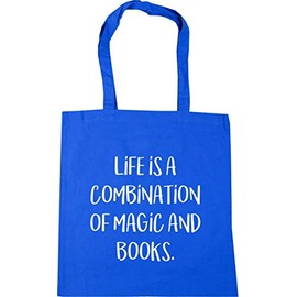 Hippowarehouse Life Is A Combination Of Magic And Books Tote Shopping Gym Beach Bag 42cm x38cm, 10 litres