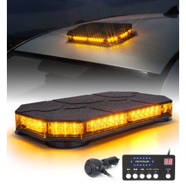 LUMENIX LED Rooftop Strobe Beacon Lights Bar w/Controller Magnetic Emergency Traffic Warning Safety Caution Flashing Light for Construction Vehicles Snow Plow Tow Trucks Postal - Amber (Patent Design)