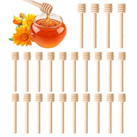 24 Pcs Honey Dipper Sticks, Wooden Honey Spoon, 4 inch Mini Honey Stirrer Stick, Honey Sticks Wands for Tea Honey Jar Dispense Drizzle Honey and Wedding Party Favors Gift